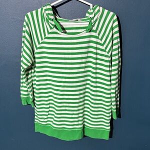 GAP Green and White Striped Hoodie